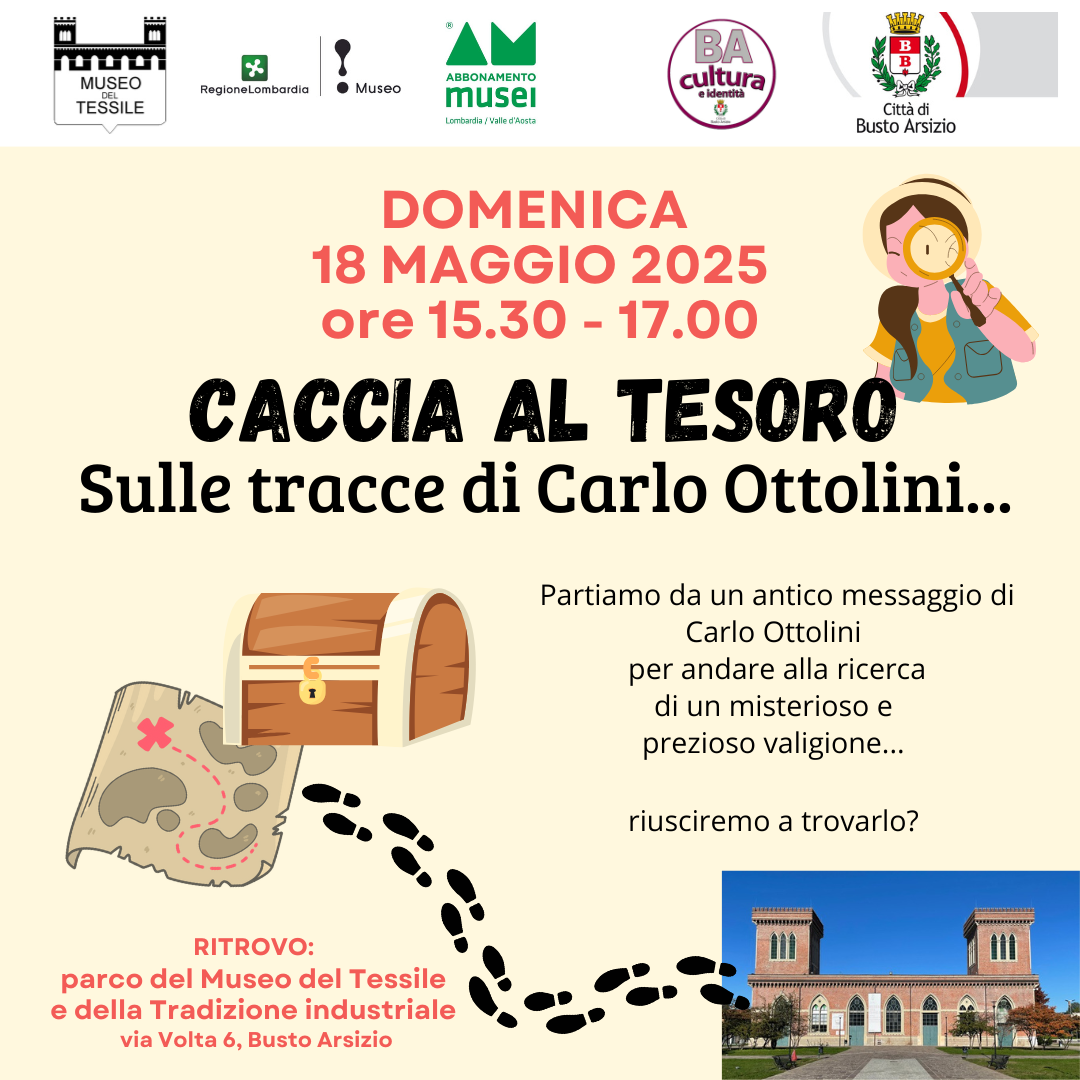 “Domeniche ai musei”: domenica 18 maggio caccia al tesoro nel parco del museo del tessile